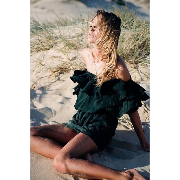 Sir The Label Revolve Chessa Strapless Ruffle Mini Dress Green Size US 4 - Picture 7 of 7